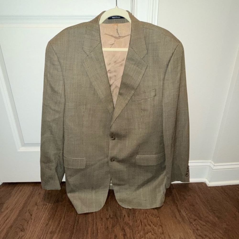 Polo University by Ralph Lauren Classic Blazer Tan Burgundy Size 43 T